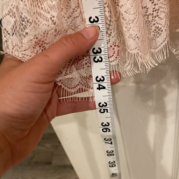 Beautiful Pink Layered Lace Mini DressBlack. Adjustable straps w/Beading detail - Picture 6 of 13